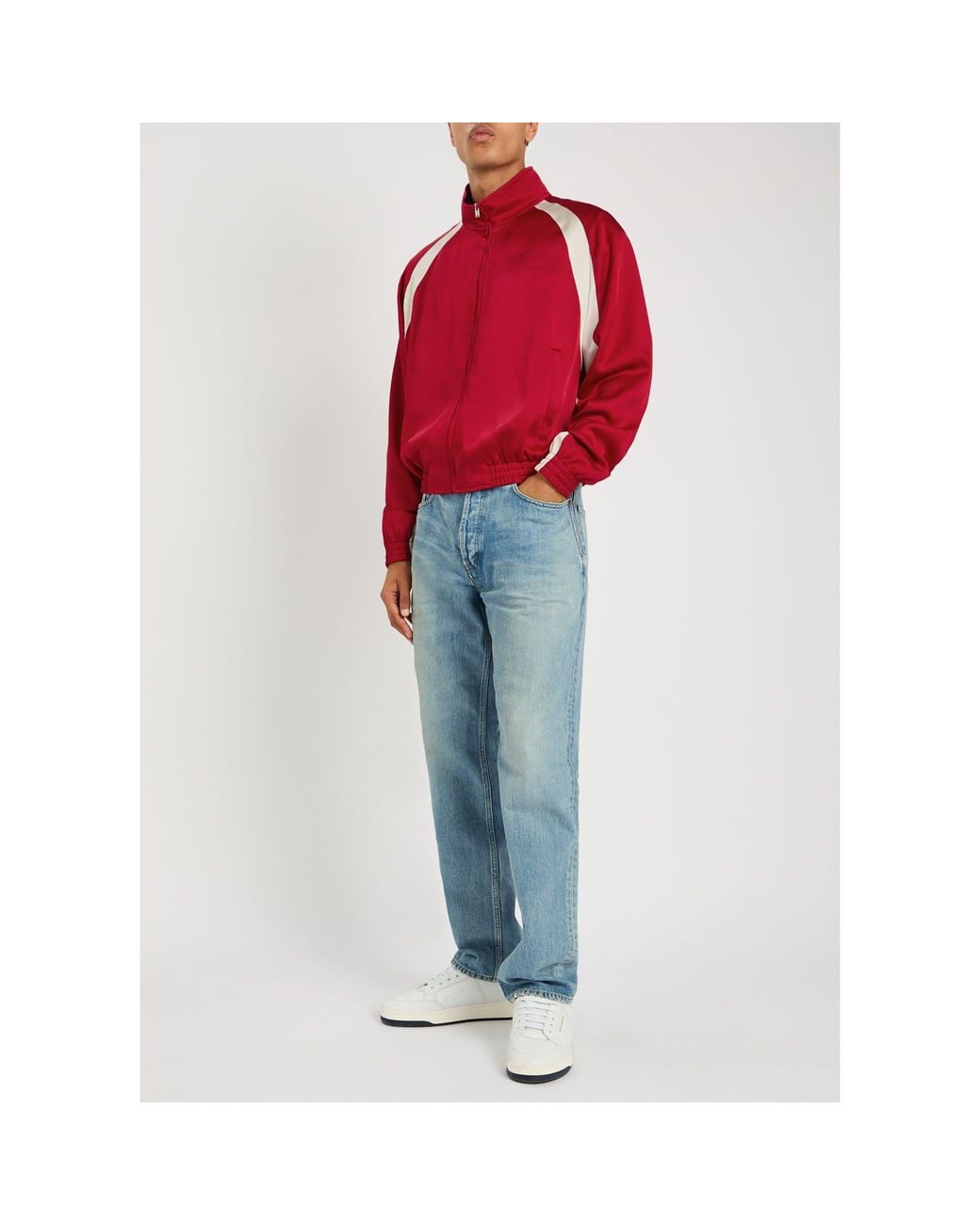 Saint Laurent Red Satin-Crepe Track Jacket for men