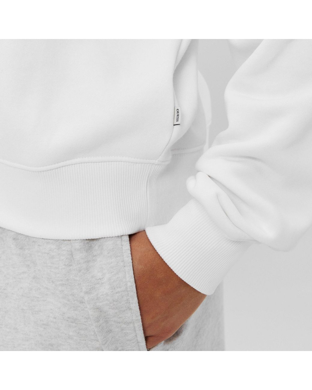 Guess White Crew Neck Long-Sleeve Sweatshirt