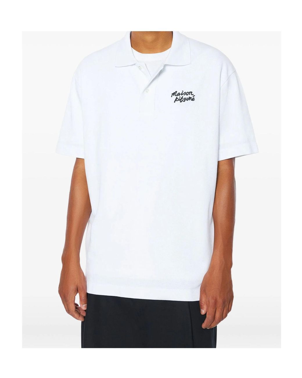 Maison Kitsuné White Maison Kitsuné Handwriting Logo Polo Shirt for men