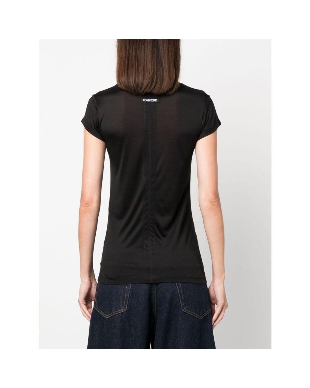 Tom Ford Black Logo Printed Crewneck T-Shirt