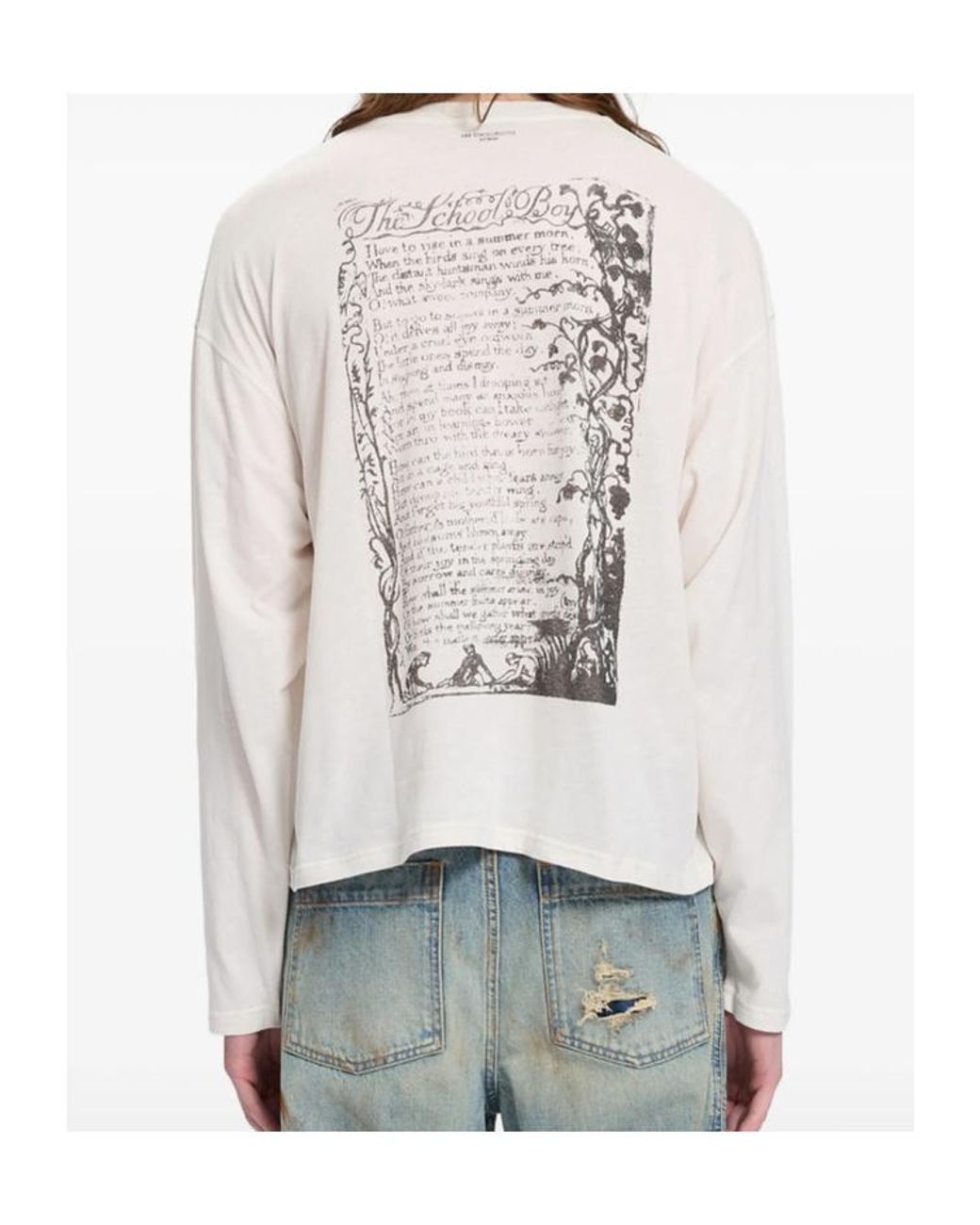 Ann Demeulemeester White Graphic-Print Long-Sleeved T-Shirt for men