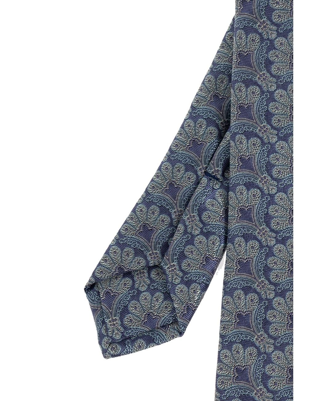 Etro Blue Paisley Printed Tie for men