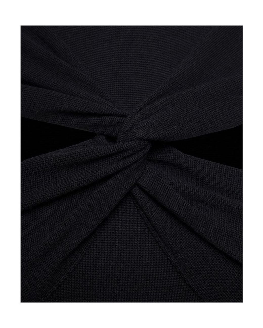 Coperni Black Twisted Hollow Knitted Dress