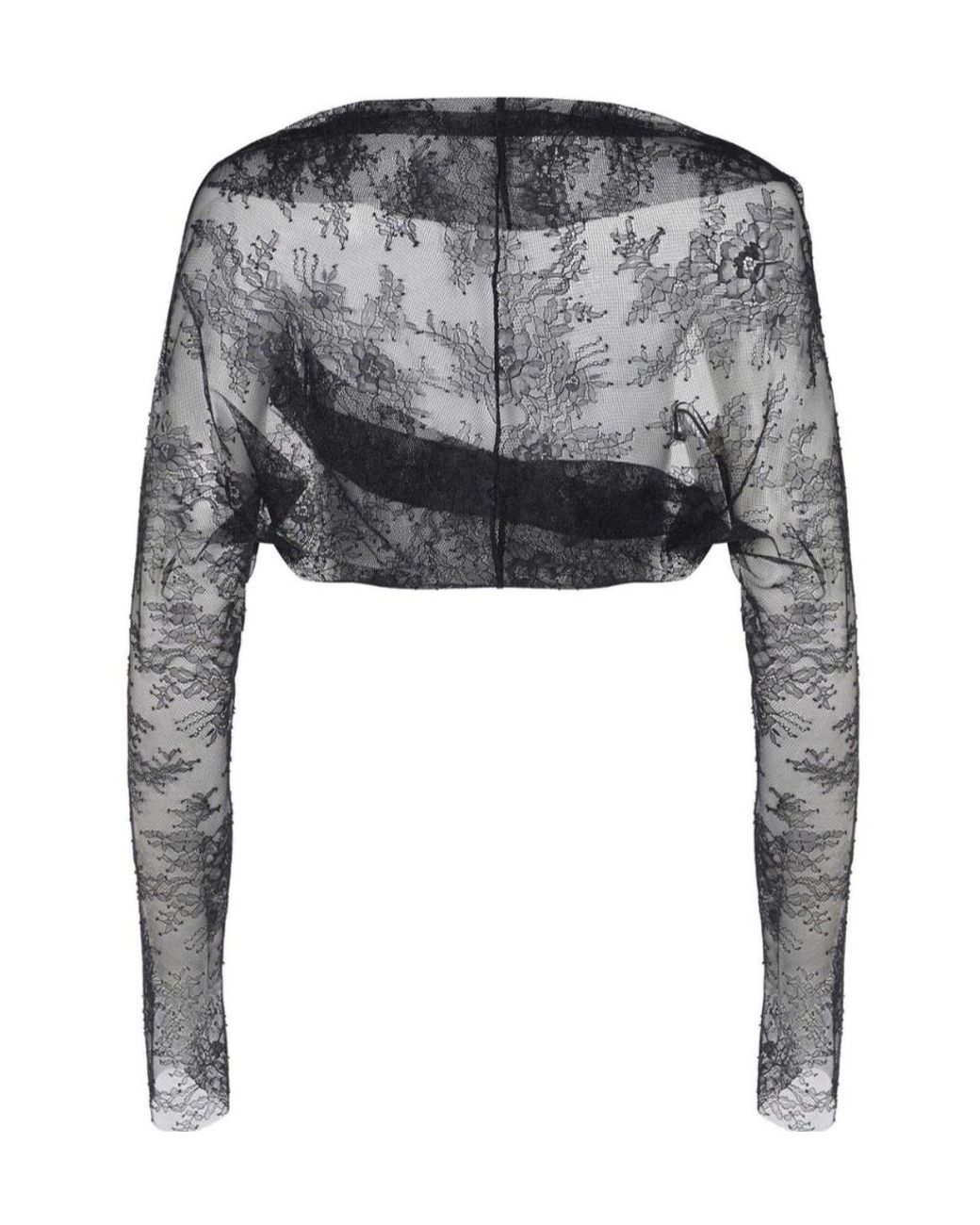 Alberta Ferretti Black Long Sleeve Laced Top