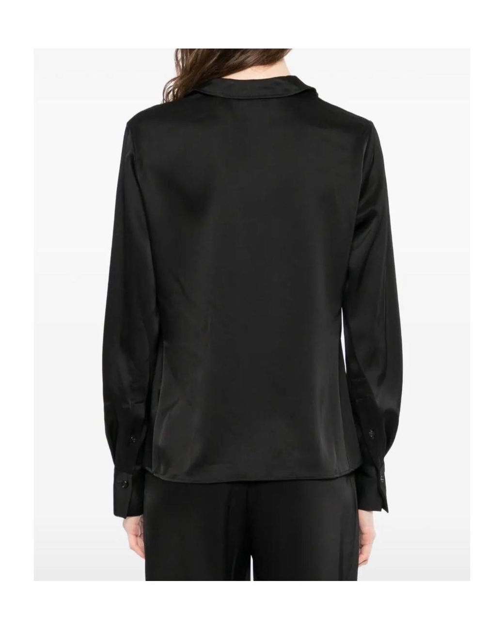 Theory Black Seam Satin Blouse