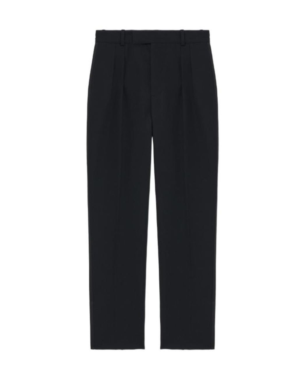 McQueen Black Pleated-Front Wool Trousers for men