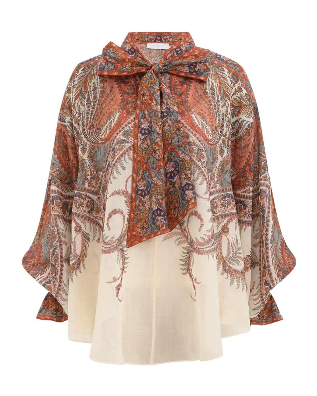 Zimmermann Brown Rhiannon Tie Neck Blouse