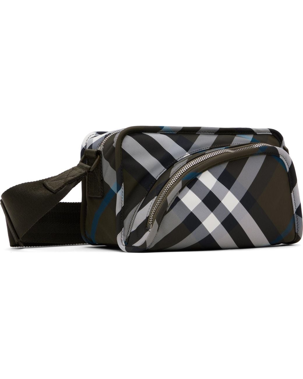 Burberry Black Shield Checked Camera Bag for men