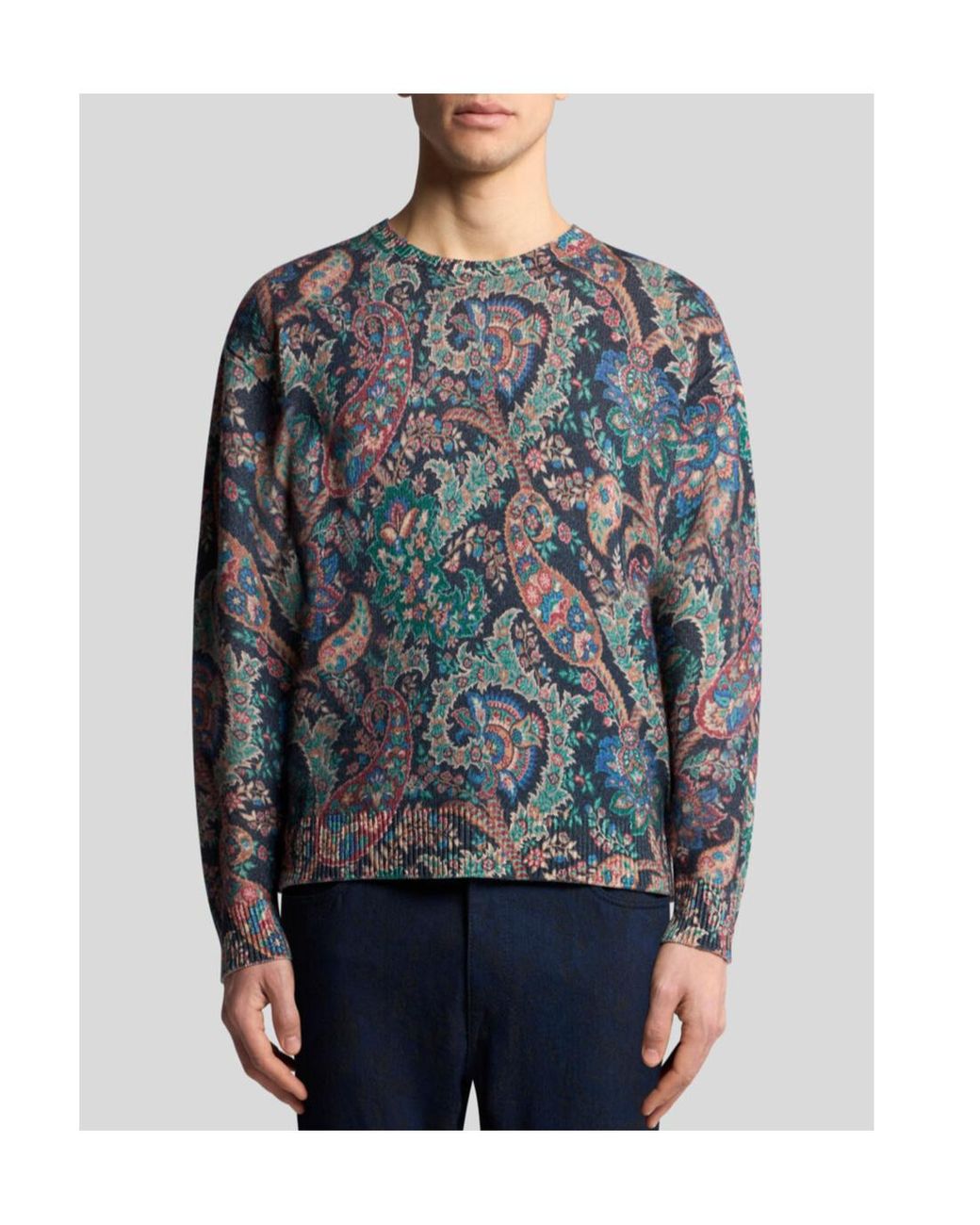 Etro Blue Floral Paisley Printed Jumper for men