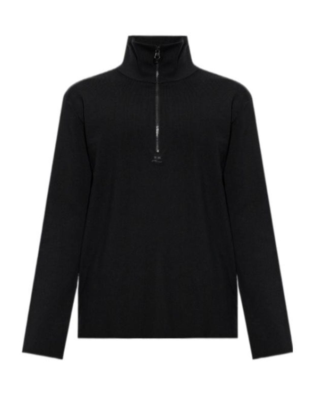 Courreges Black Stand-Up Collar Knitwear for men