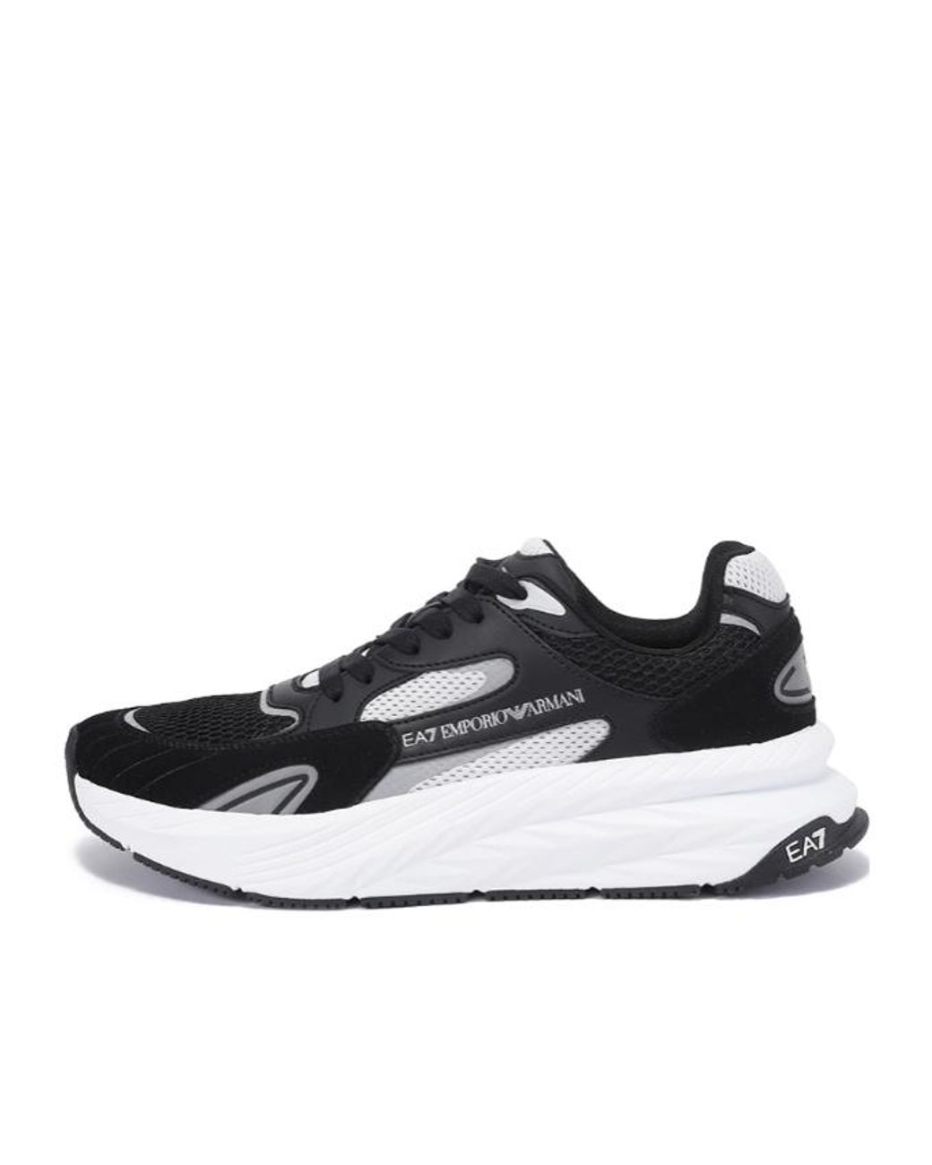 EA7 Black Mesh Casual Sneakers for men