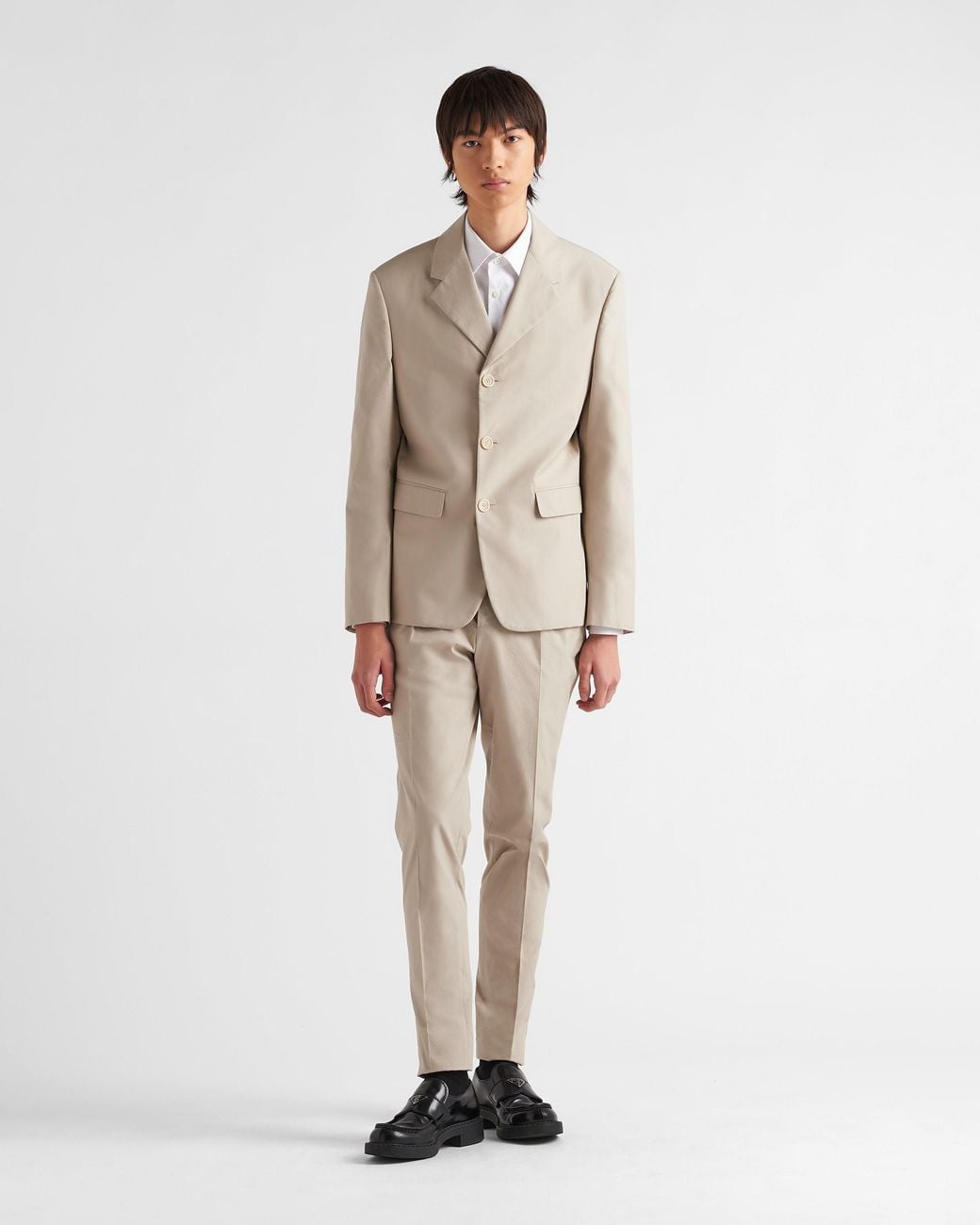 Prada Natural Single-Breasted Long-Sleeved Jacket for men