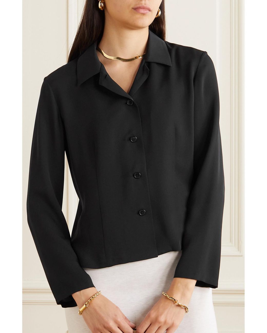 The Row Black Long-Sleeved Shirt