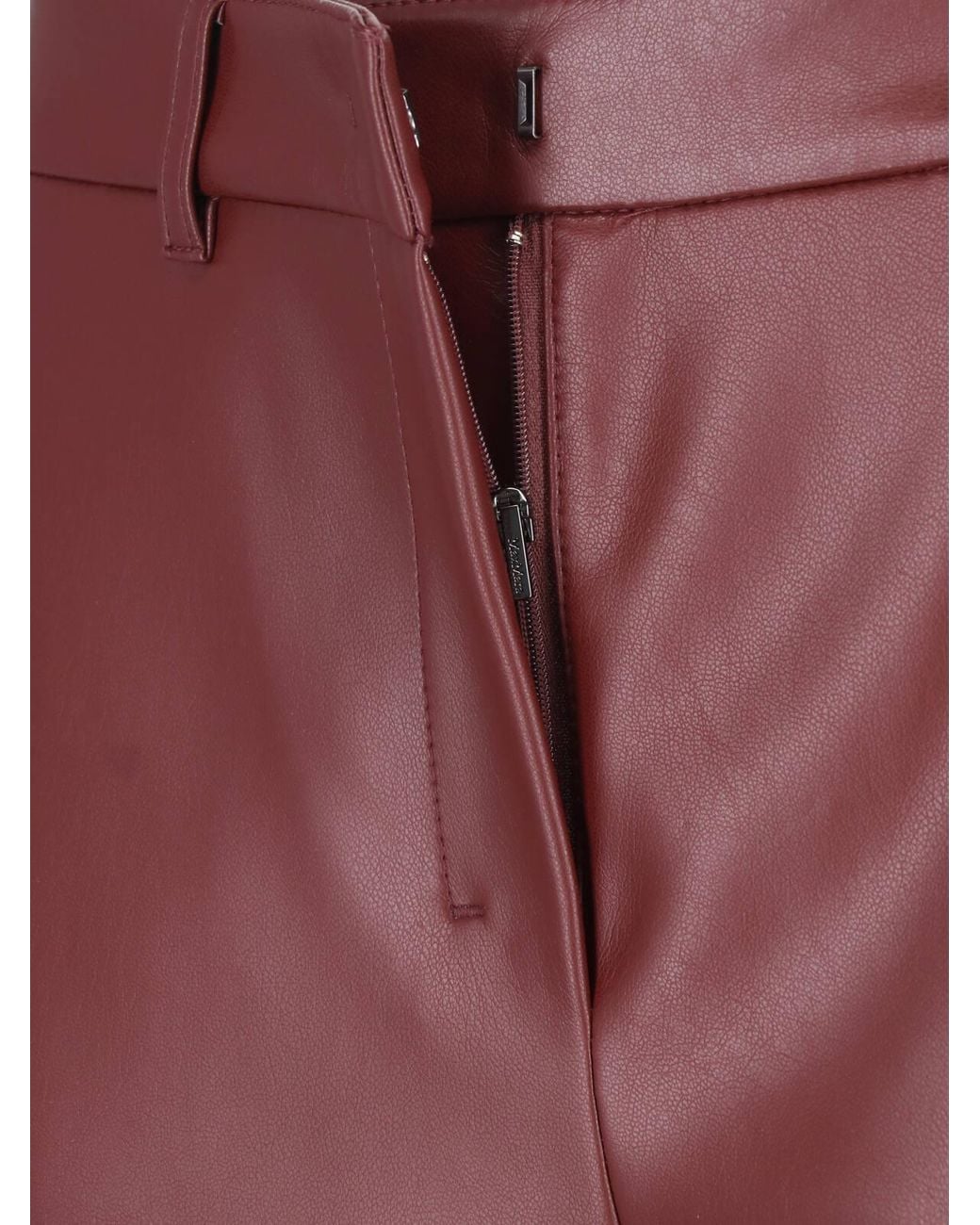 Max Mara Red S Coated Straight-Leg Pants