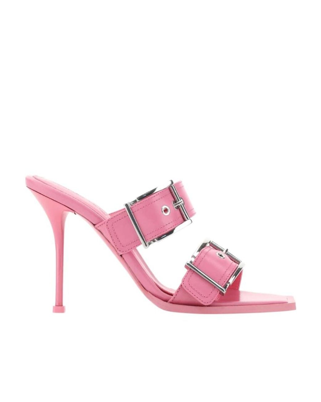 McQueen Pink Buckle Detailed Heeled Sandals