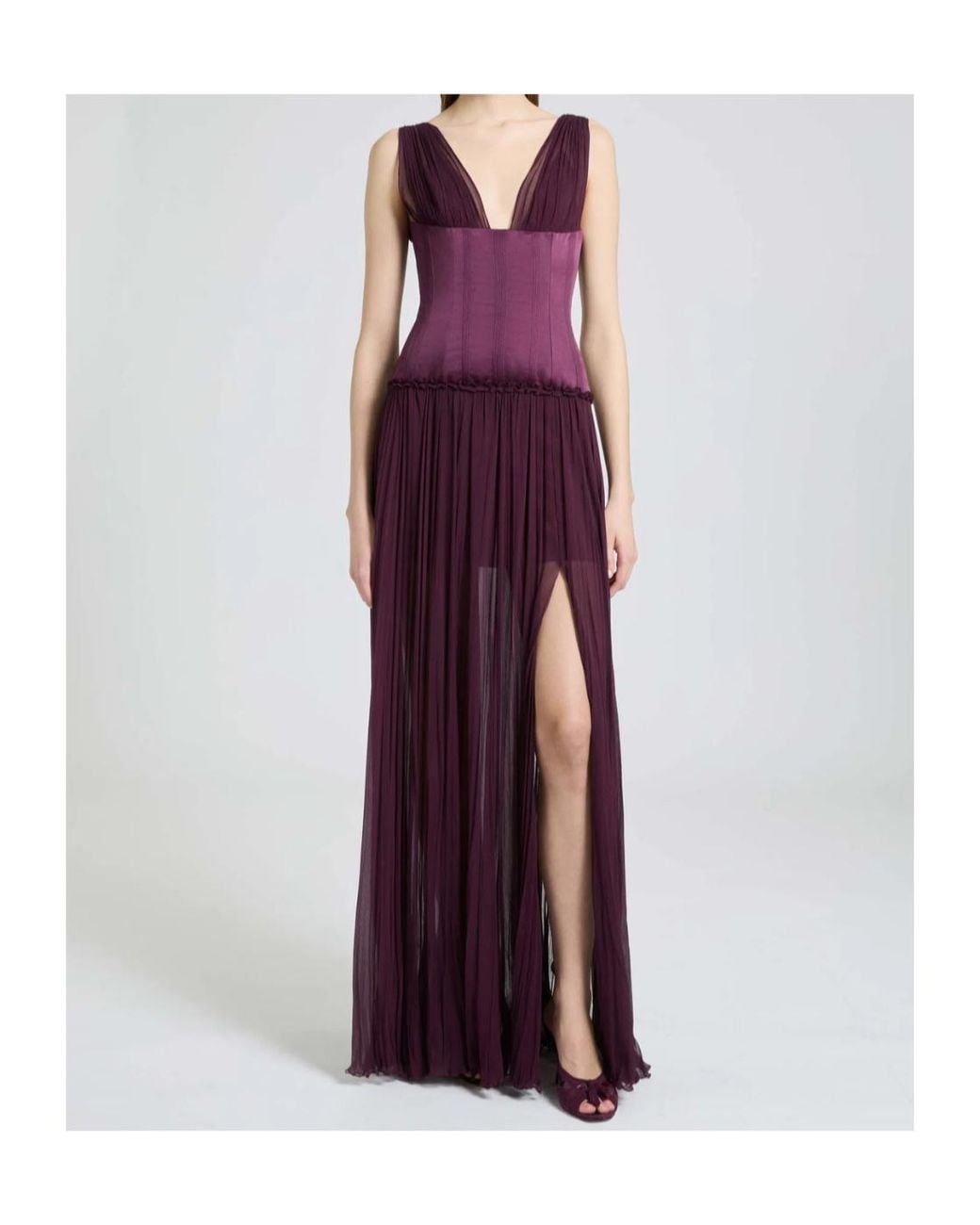 Ermanno Scervino Purple Pleated Maxi Dress