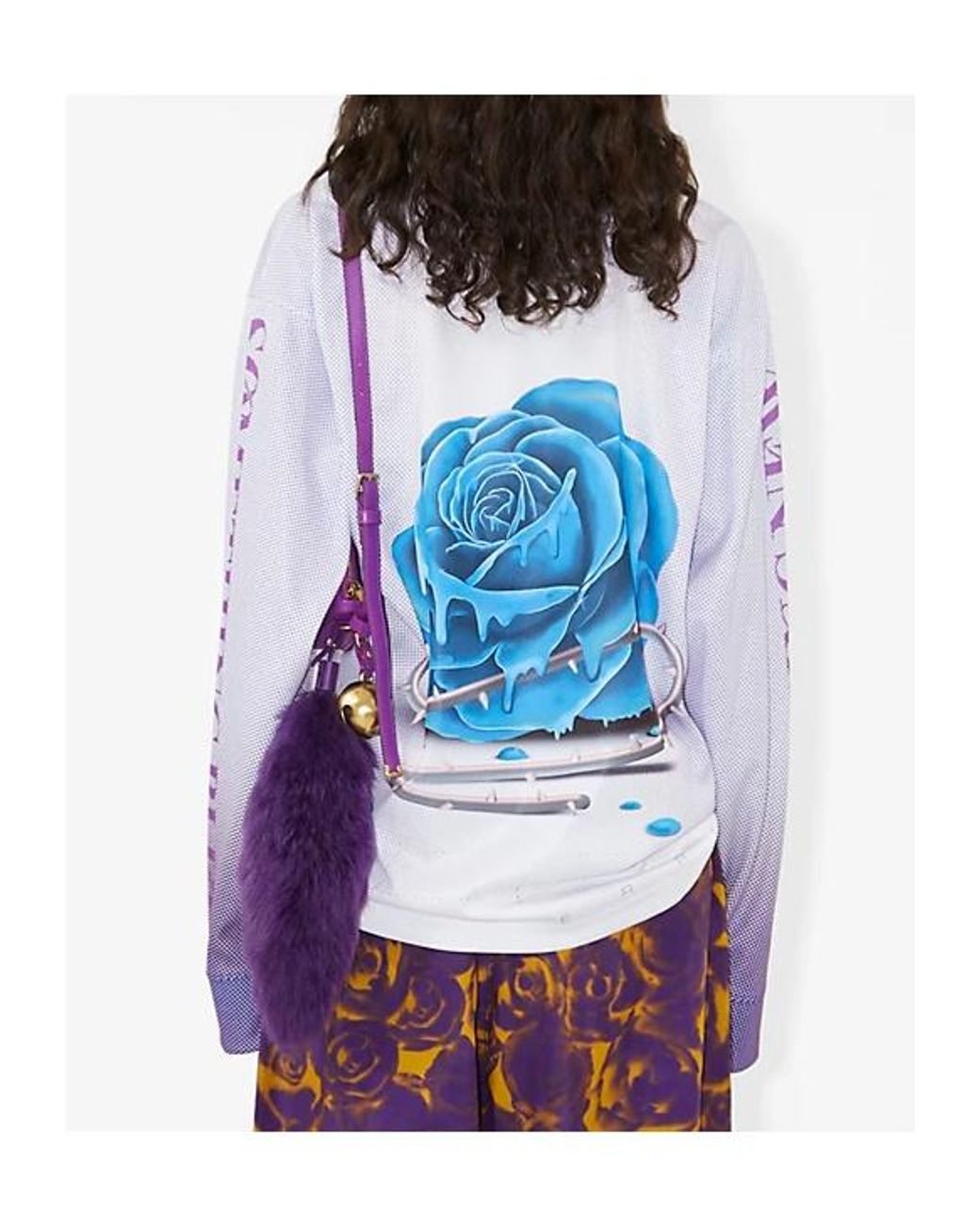Burberry Blue Floral-Printed Long Sleeved Crewneck T-Shirt