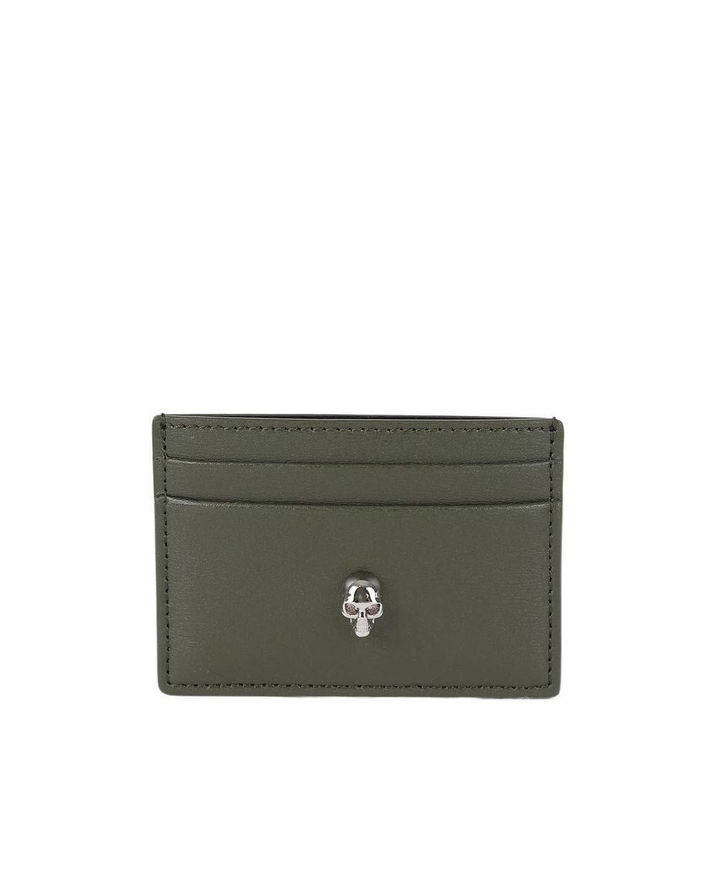 McQueen Green Skull Leather Card Holder