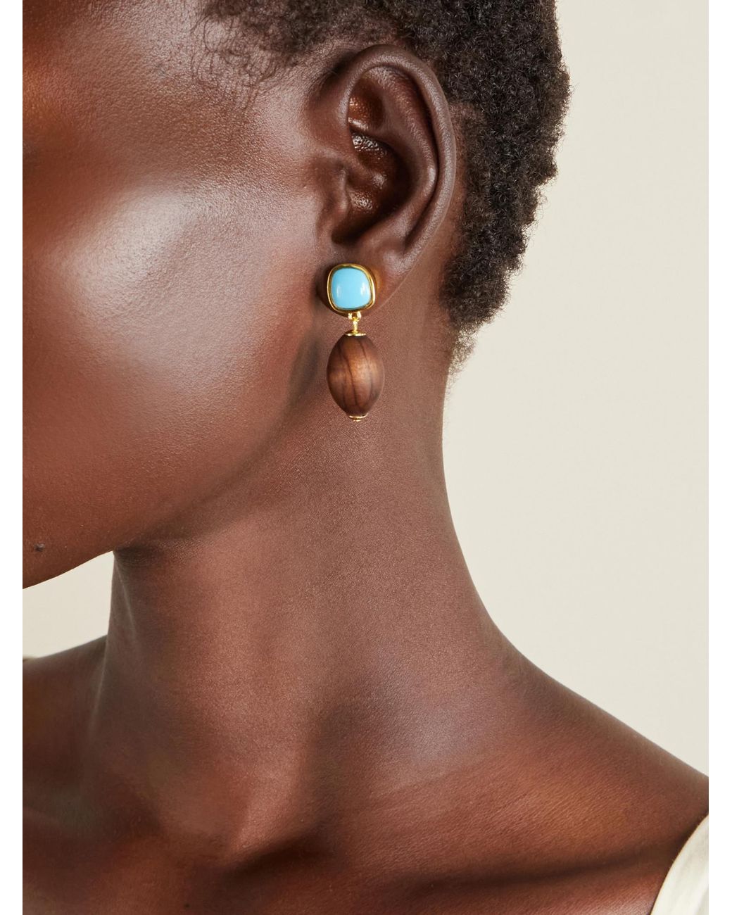 Lizzie Fortunato White Resin And Wood Earrings