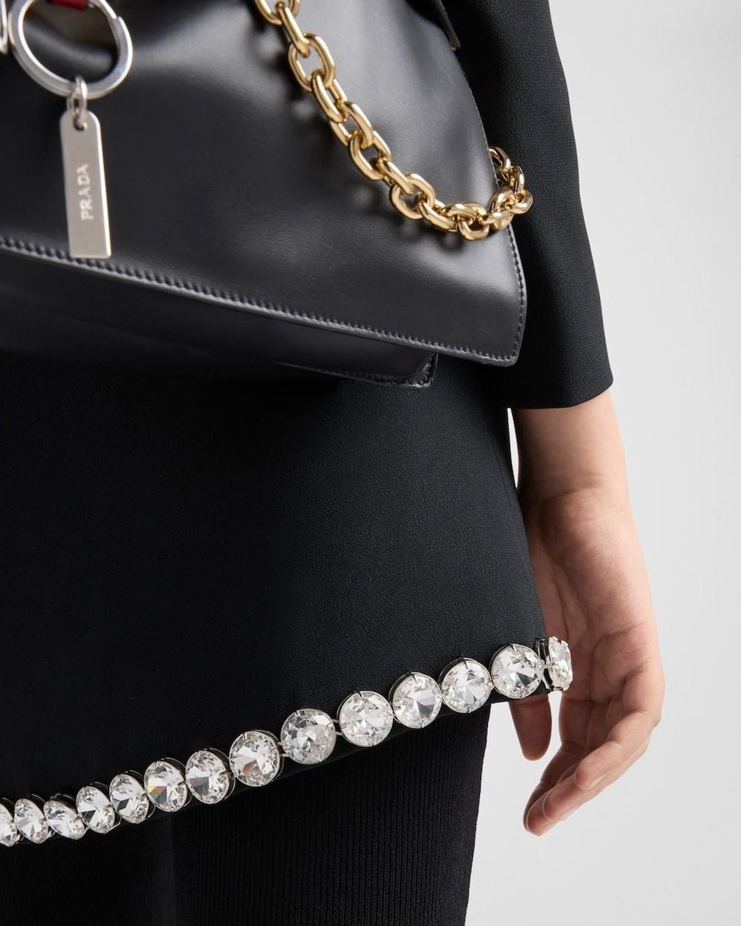 Prada Black Sablè Crystal Embellishment Mini Skirt