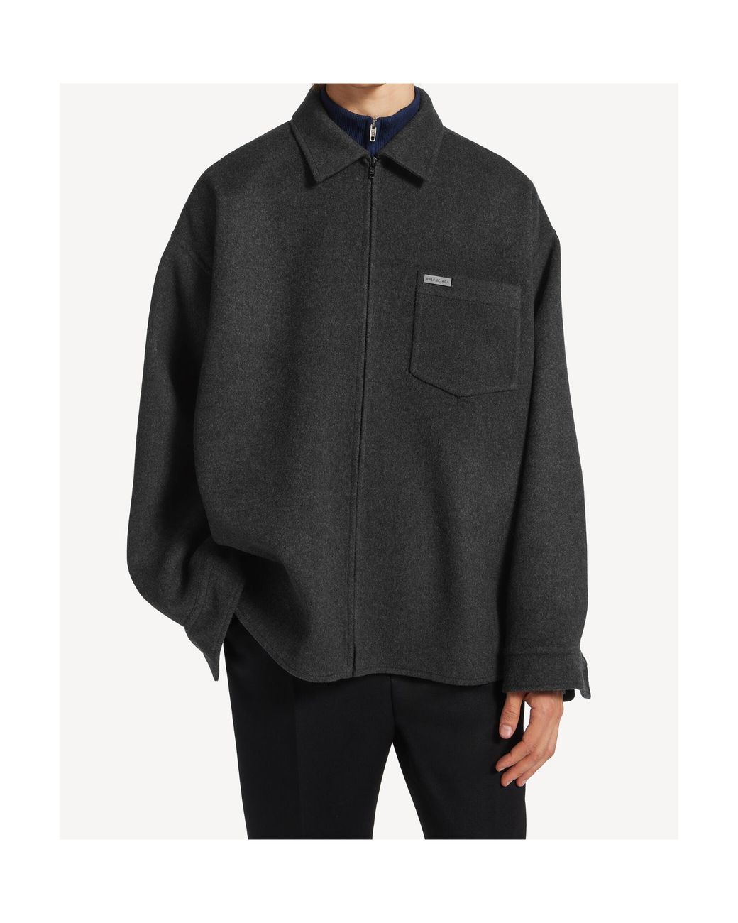 Balenciaga Black Zip-Up Brushed Overshirt for men