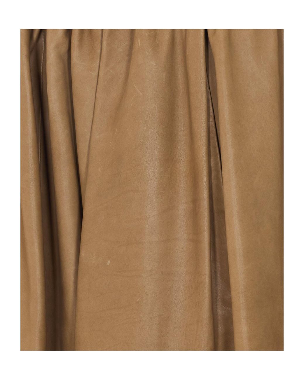 Auralee Natural Elastic-Waist Leather Midi Skirt