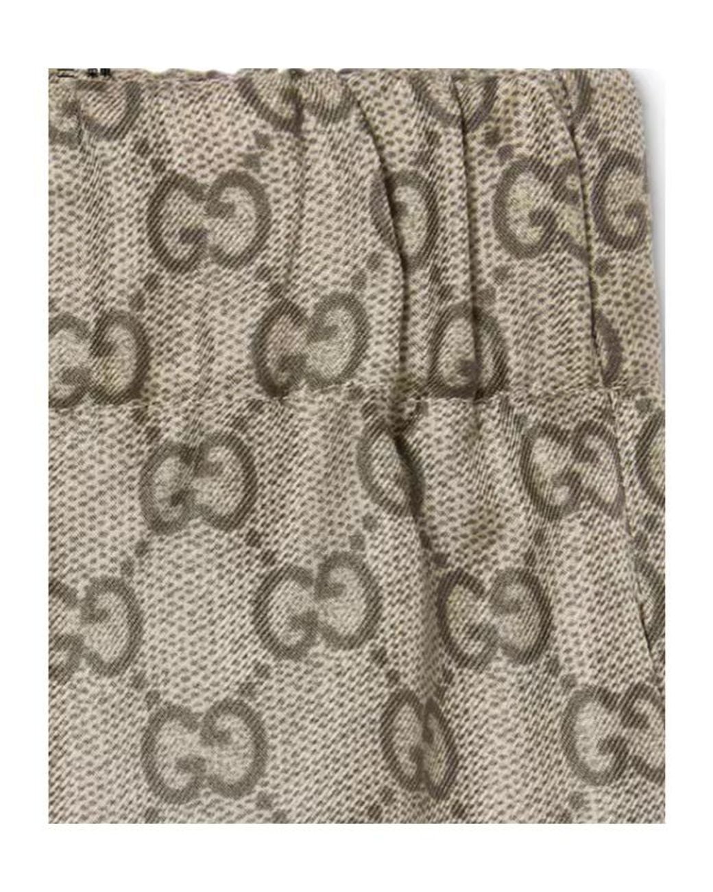 Gucci Natural Printed Twill Leisure Pants