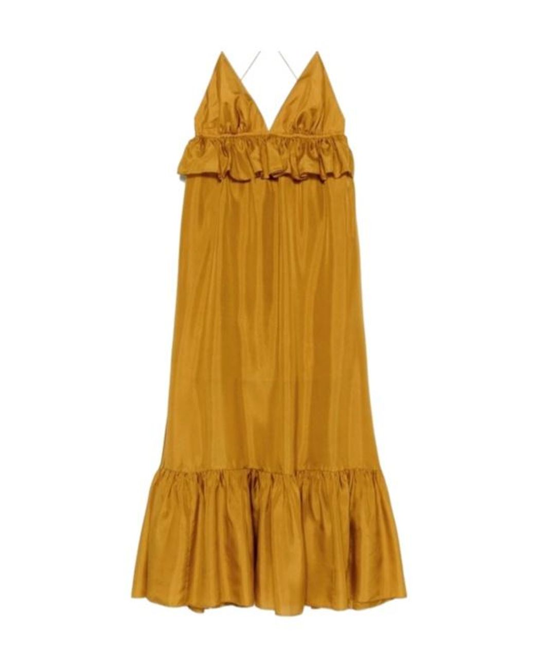 Zimmermann Yellow Rhiannon Ruffle Satin Maxi Dress