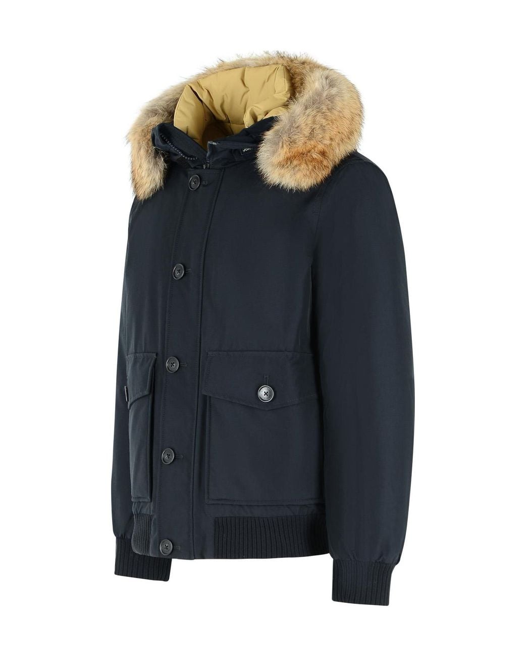 Woolrich Blue Polar Hooded Bomber Jacket for men