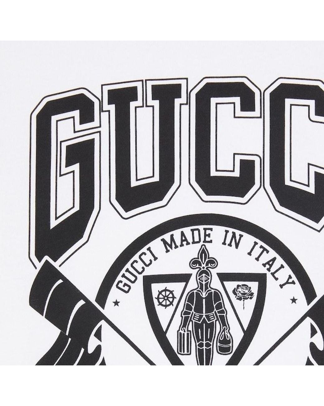 Gucci White Logo Printed Crewneck T-Shirt for men