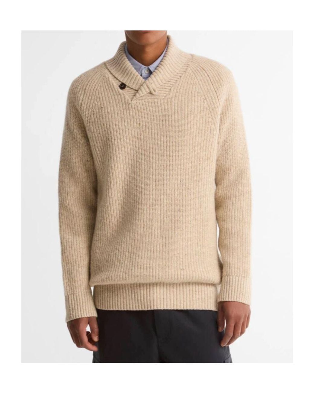 Barbour Natural Shawl Collar Chunky Knit Sweater for men