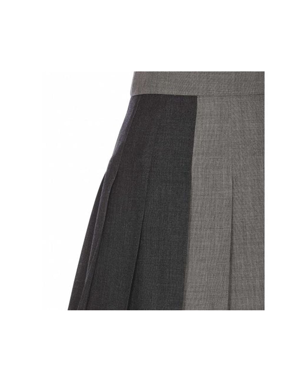 Thom Browne Gray Rwb Striped Pleated Mini Skirt