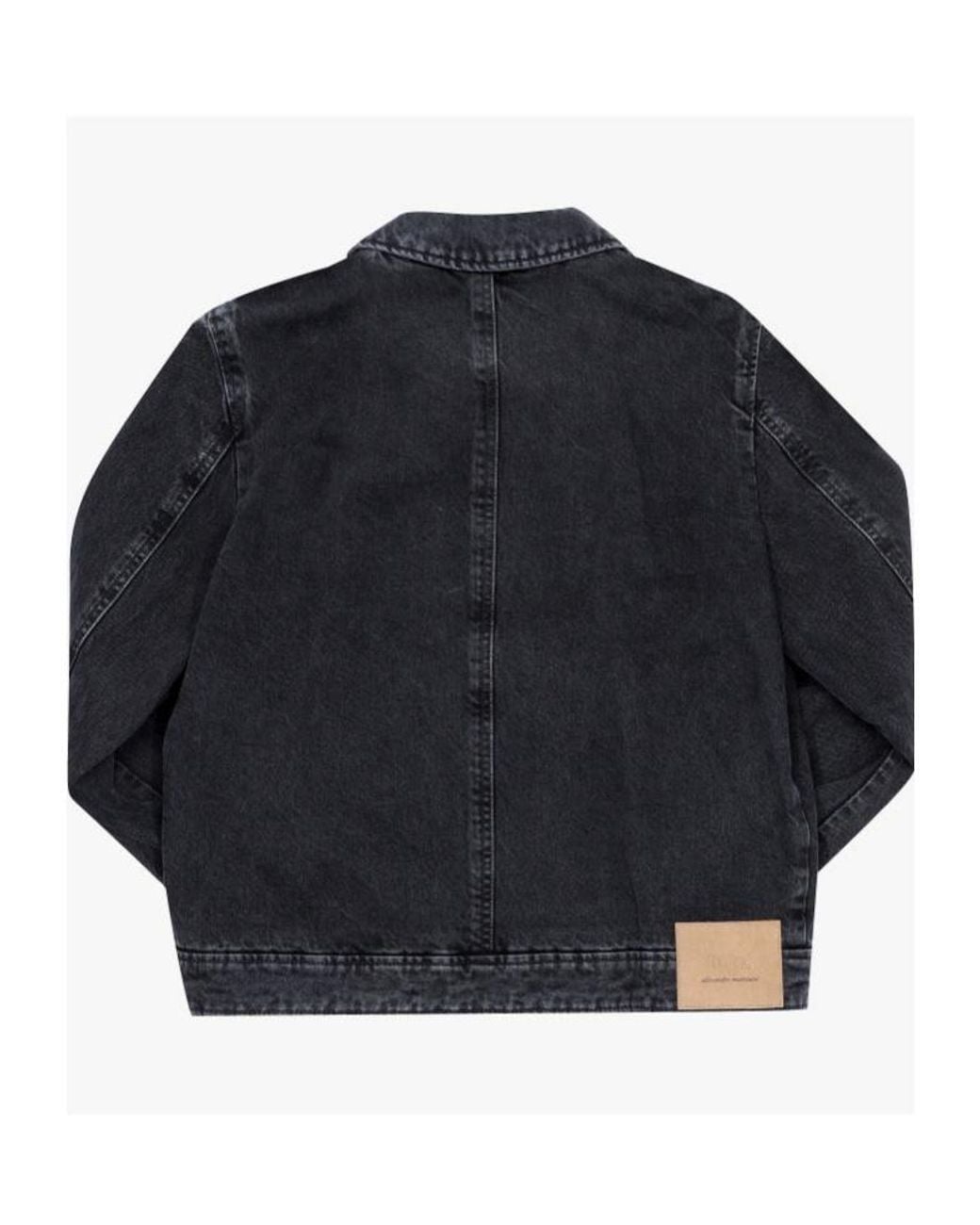 AMI Black Ami Zip-Up Denim Jacket for men