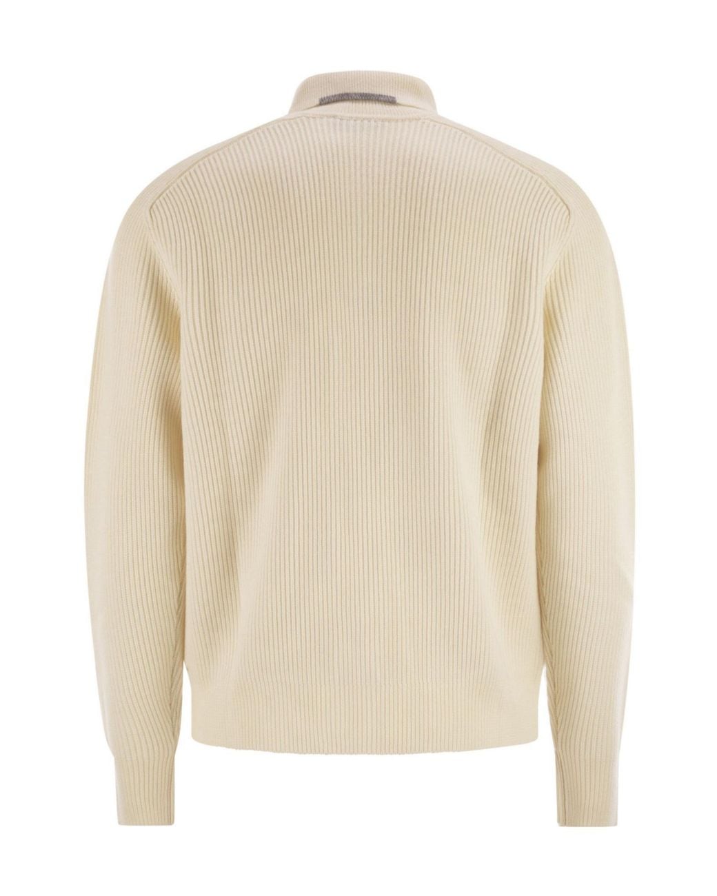 Peserico Natural Ribbed Wool Cardigan for men