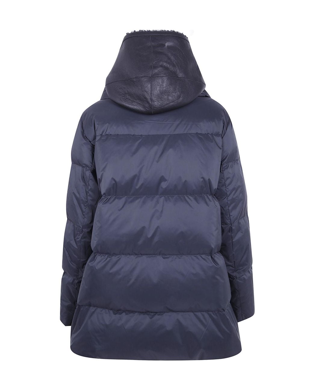 Yves Salomon Blue Long-Sleeve Hooded Padded Jacket