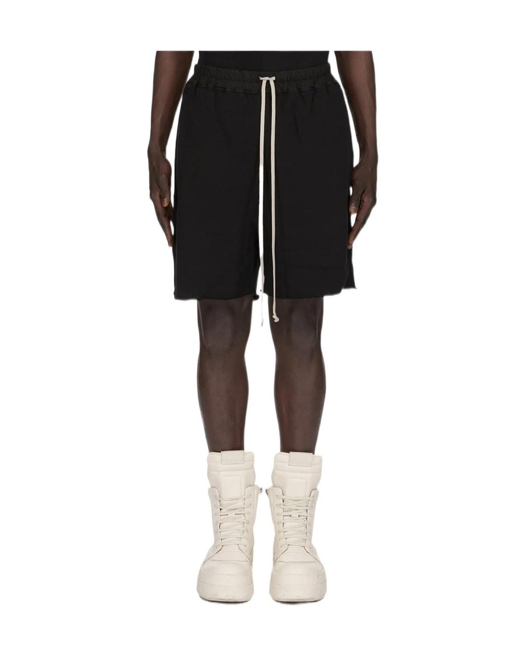 Rick Owens Black Drawstring-Fastening Track Shorts for men