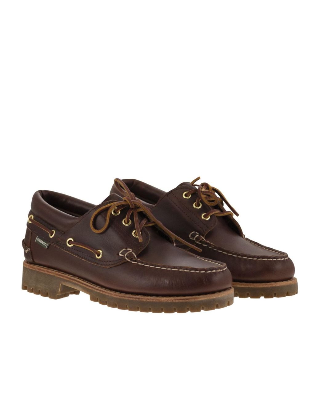 Sebago Brown Acadia Premium Lace-Up Loafers for men