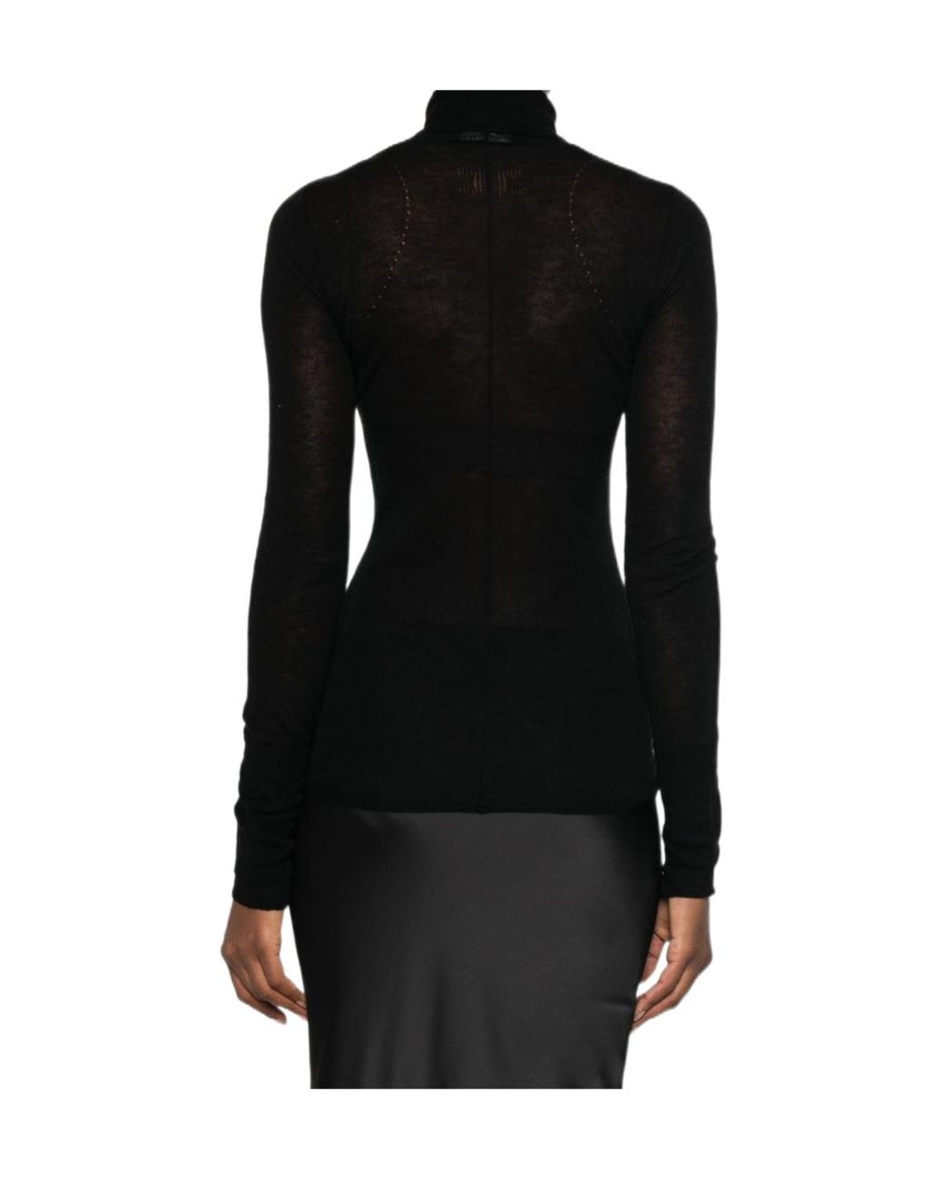 Elisabetta Franchi Black Sheer Turtleneck Knitted Sweater