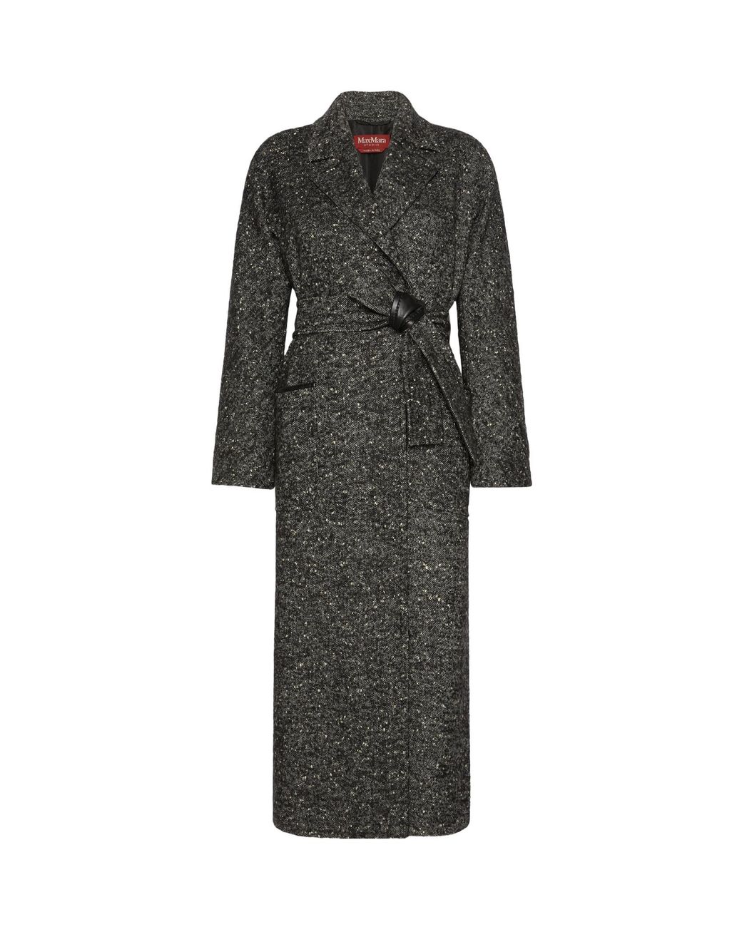 Max Mara Black Studio Eroso Belted Tweed Coat