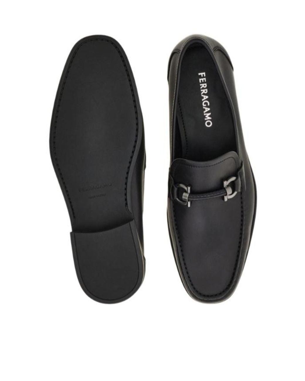 Ferragamo Black Gancini Ornament Loafer for men