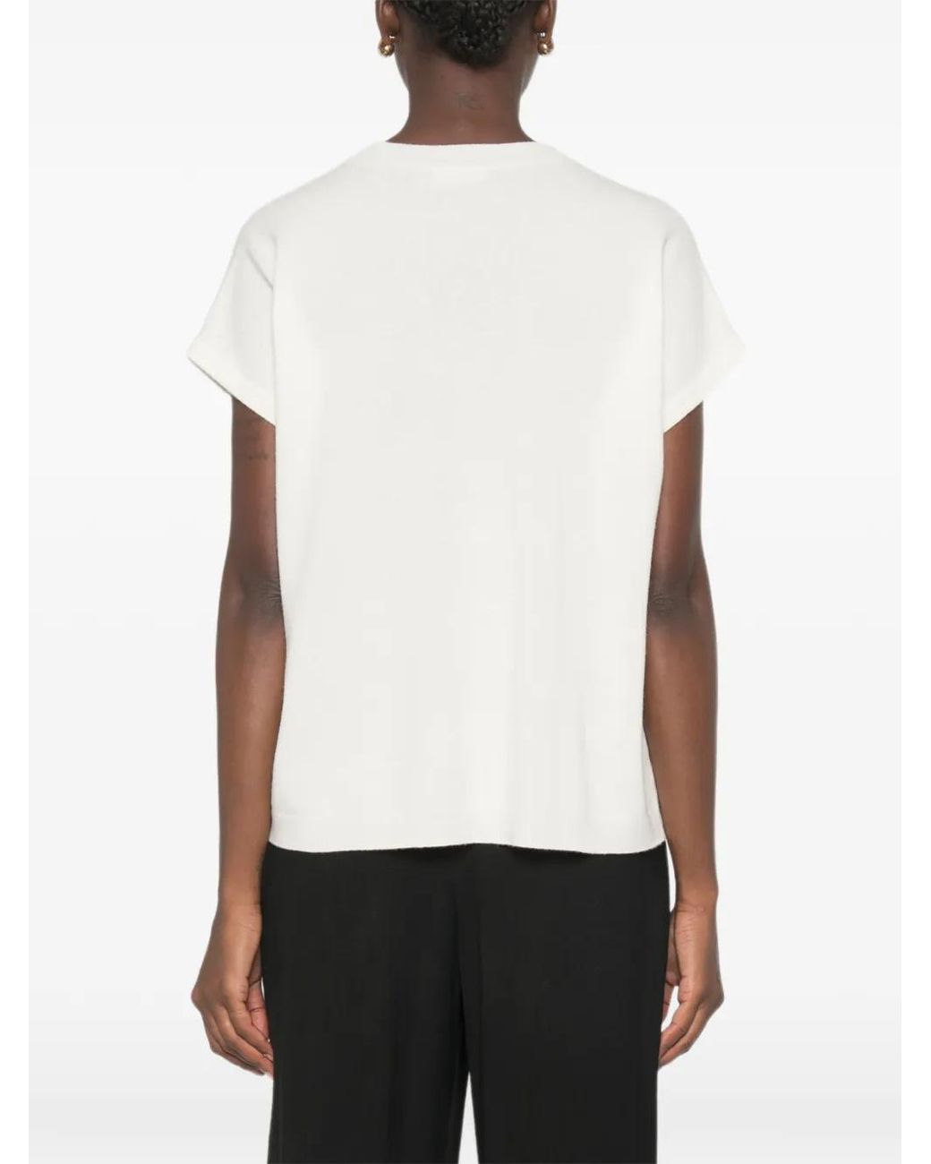 Fabiana Filippi White Embellished Short-Sleeve Knitted Top