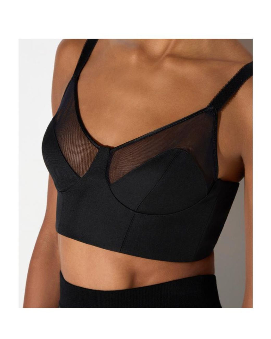 Elisabetta Franchi Black Sheer Panel Bustier Top