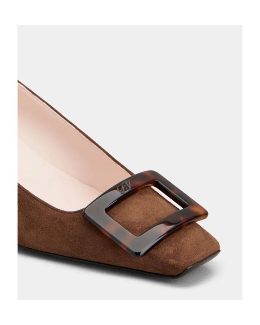 Roger Vivier Brown Square-Toe Slip-On Pumps