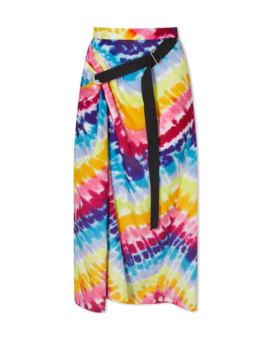 KENZO White Tie-Dye High Waist Midi Skirt