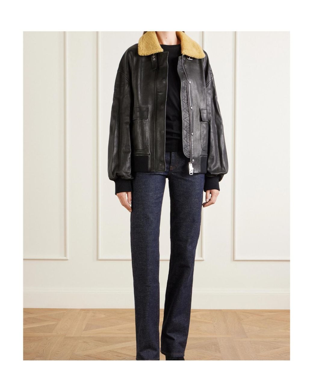 Khaite Black Long-Sleeve Leather Jacket