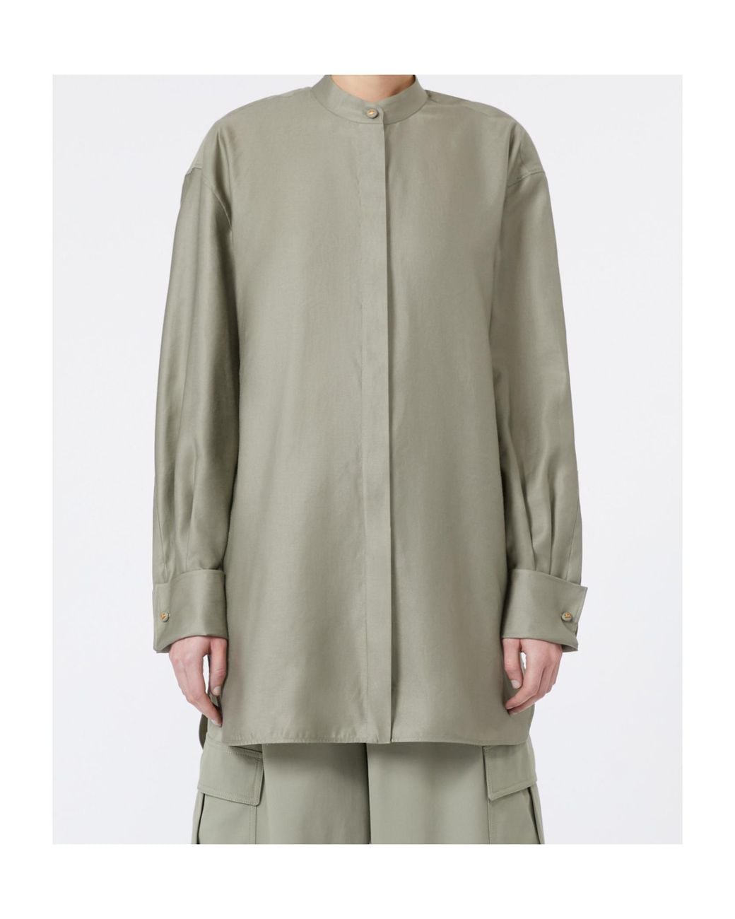 Max Mara Gray Button Detailed Long-Sleeved Shirt