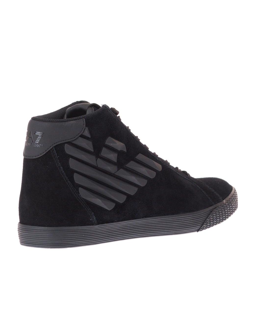 EA7 Blue Lace-Up High-Top Sneakers for men