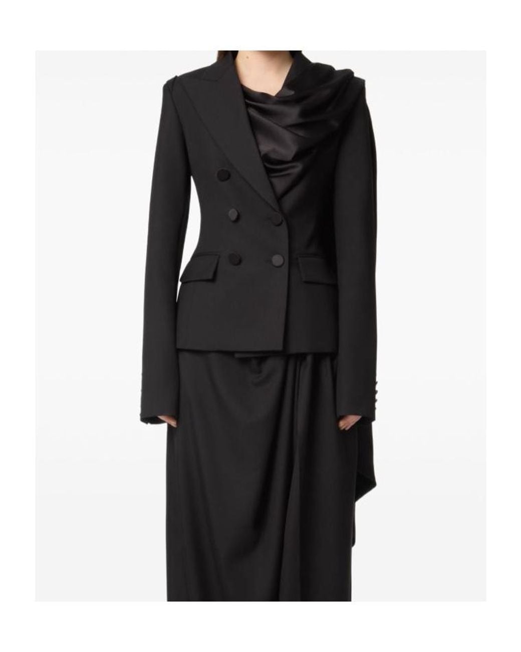 Nina Ricci Black Draped-Scarf Blazer