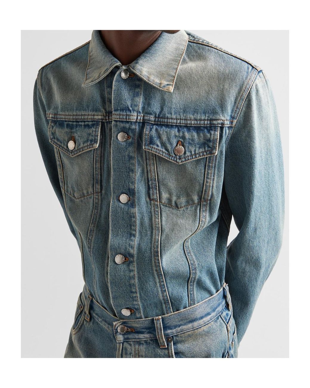 Prada Blue Long-Sleeved Denim Jacket for men