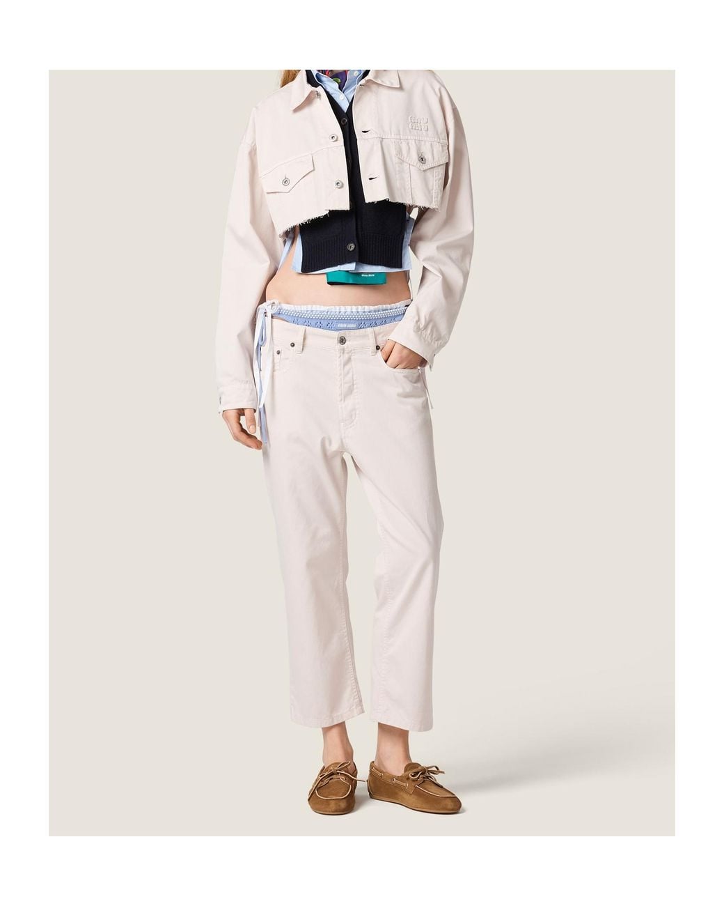 Miu Miu White Cropped Denim Jacket